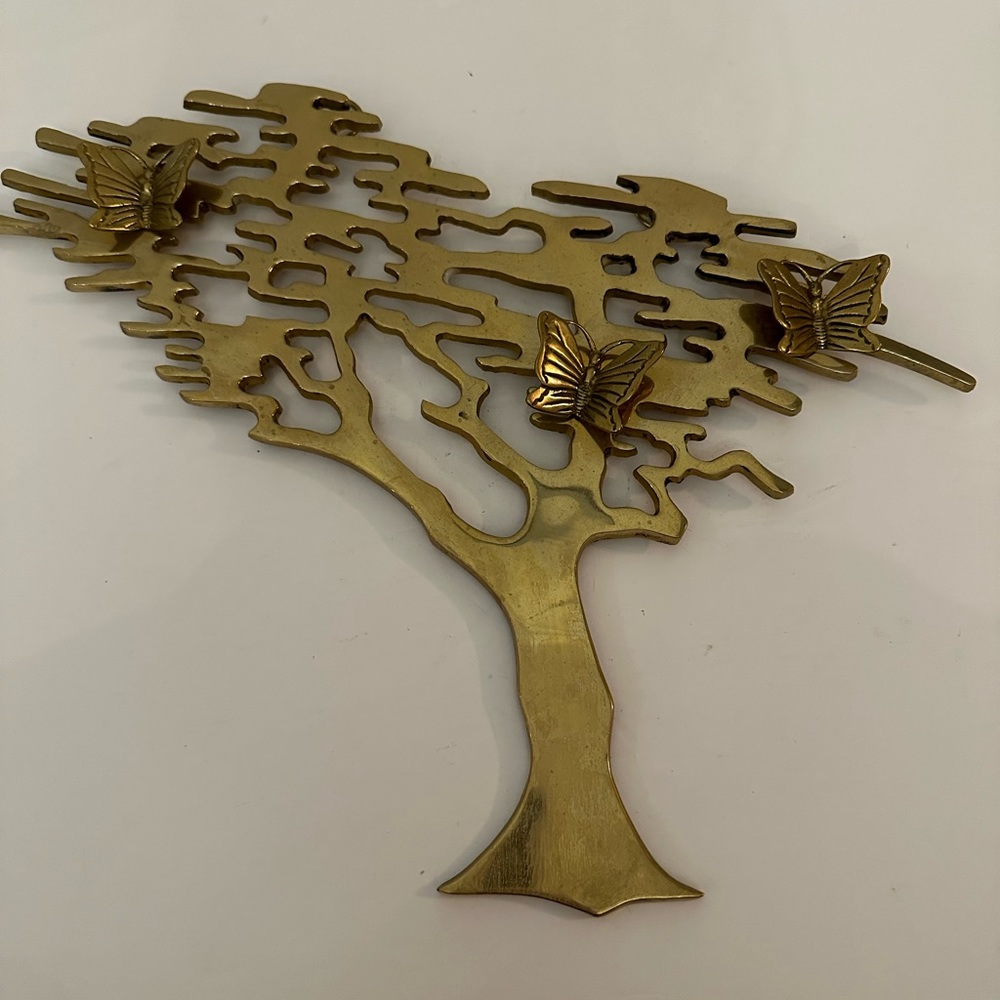 17" Vintage Brass Bonsai Tree Wall Hanging | Wall Mounted Brass tree